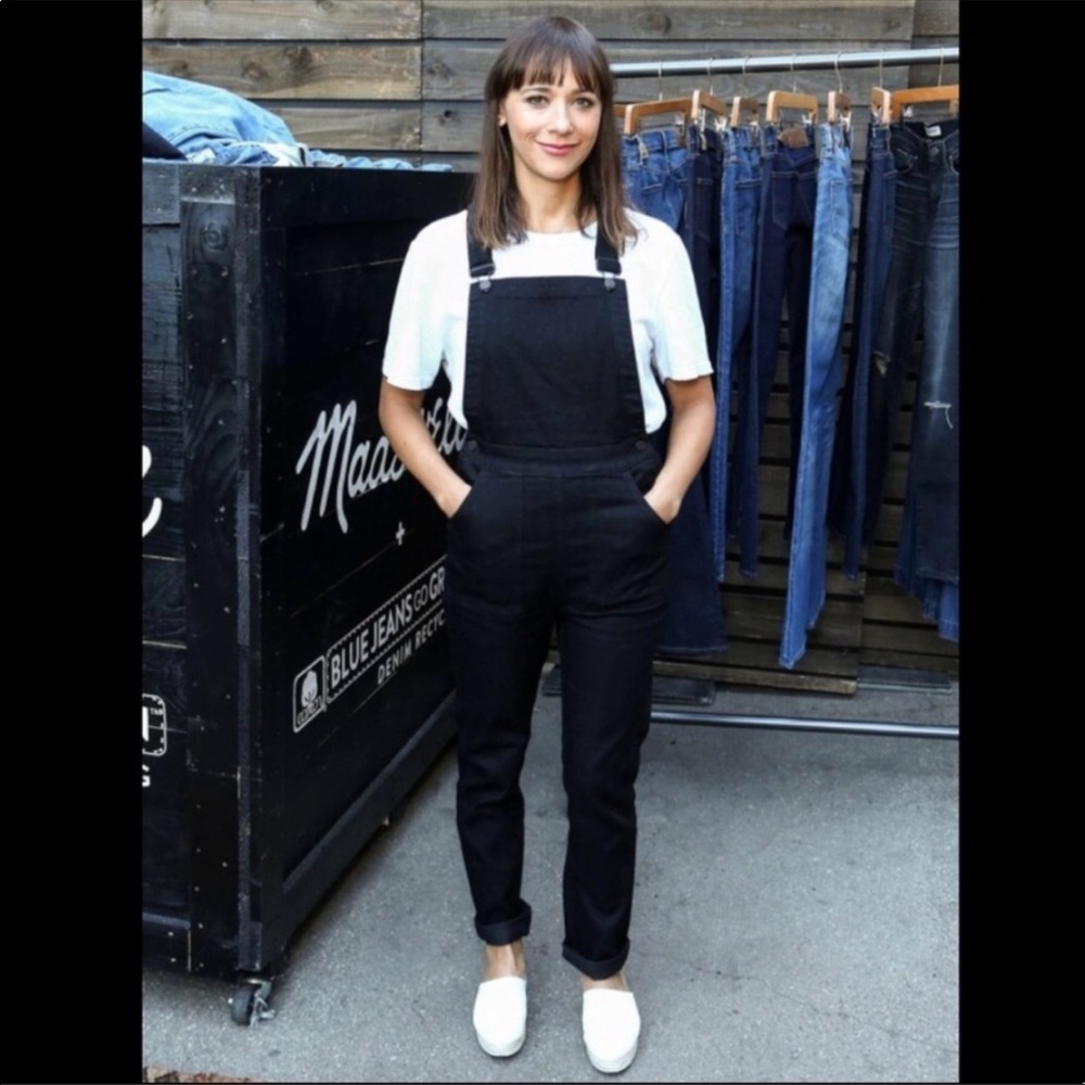 Madewell Black Skinny Cross-back Overalls